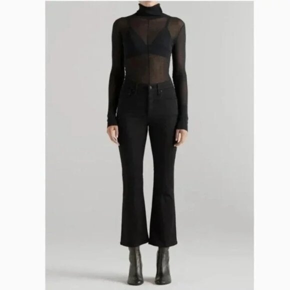 Edwin Cassia Mini Boot Cropped Bootcut Jeans Black NWT Size 34 - Picture 1 of 7